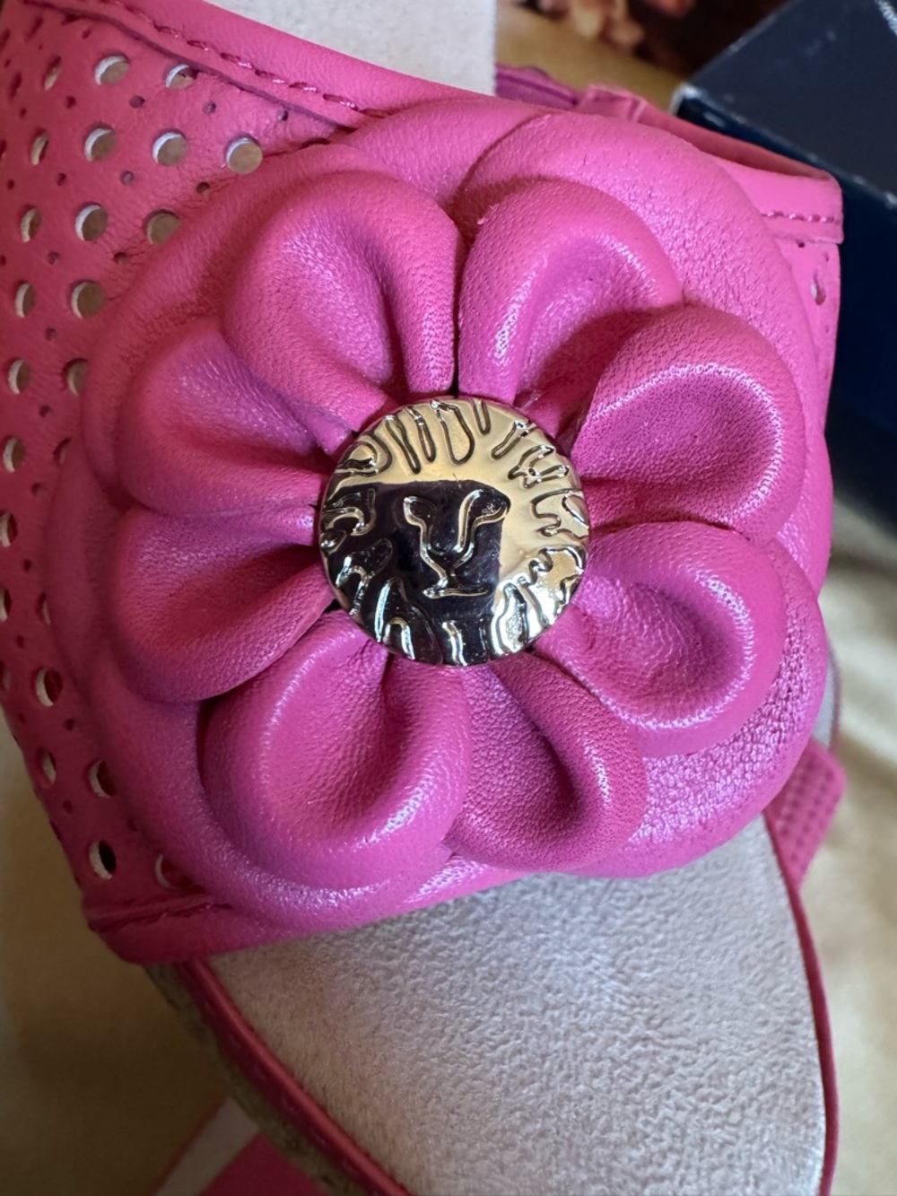 NWT Anne Klein AK Philomena Pink Floral Slide Sandals Espadrille Wedge Sz 8.5M - Picture 6 of 8
